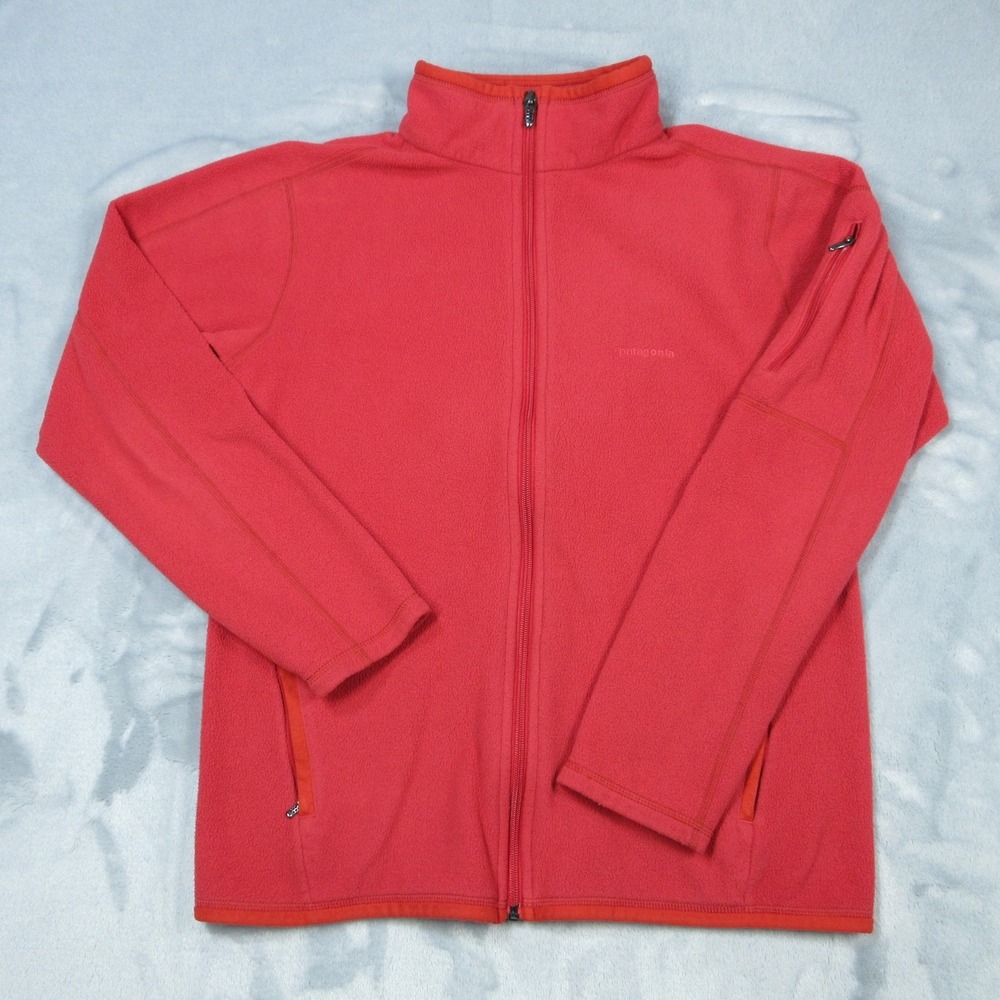 Patagonia Fleece Jacket Womens Medium Red Full Zip Zip Pockets Sleeve Pocket‎